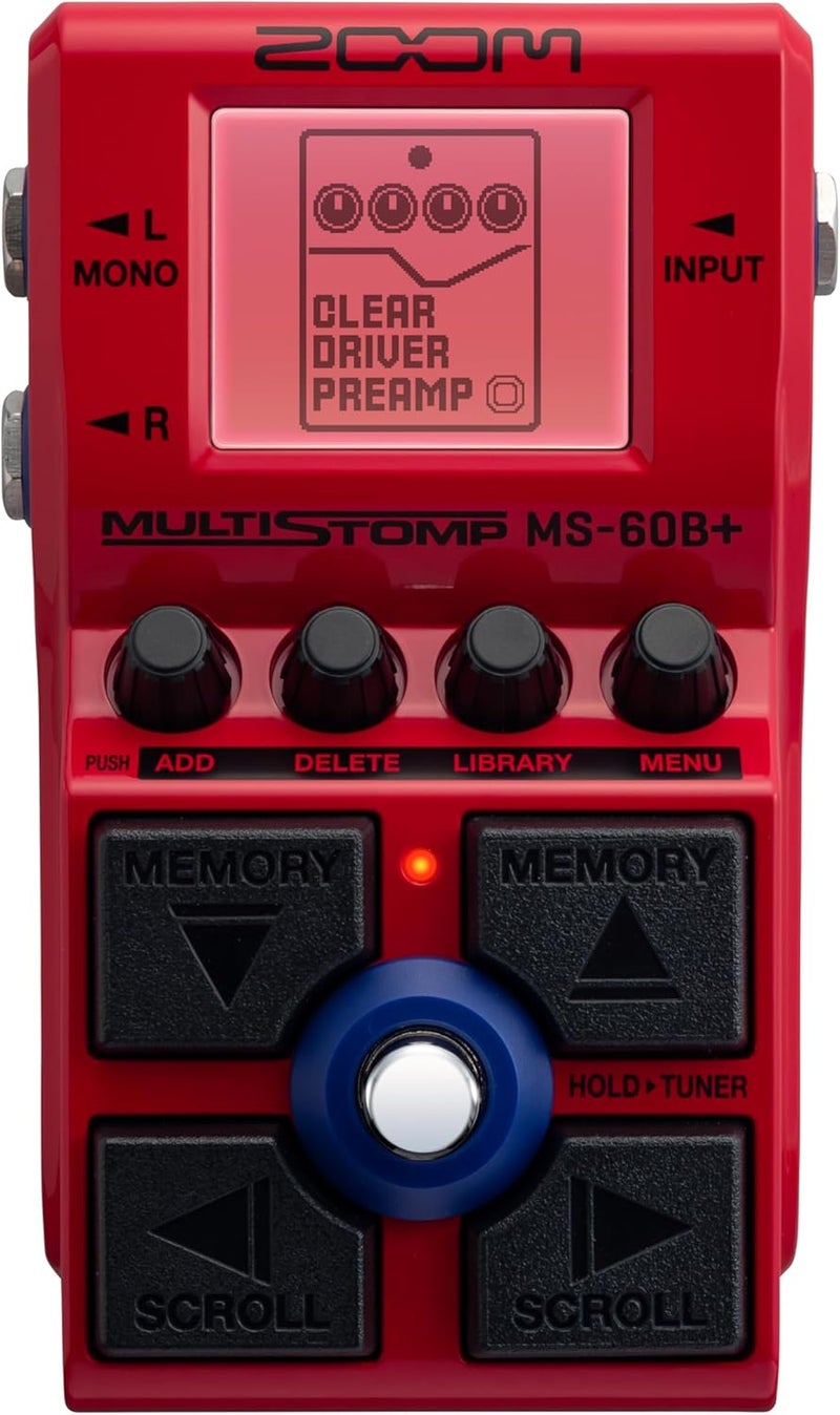 ZOOM MS-60B+ MultiStomp Bass Effects Pedal with 95+ Effects Featuring Amp Models, Preamps, Chorus, Delays, Reverbs, Filters, Stereo Effects, Effect Chaining, Single Stompbox, Tuner, & Battery Powered - Image 1
